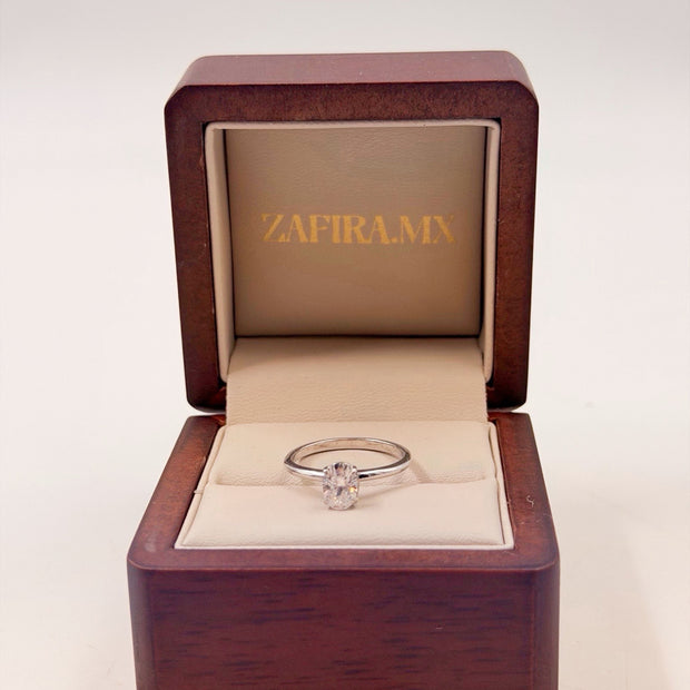 Anillo de Compromiso 1.0ct Oval Solitario - Anillo de Compromiso en Oro (10k, 14k, 18k) o Plata 0.925 y Diamante Lab-Grown o Moissanita