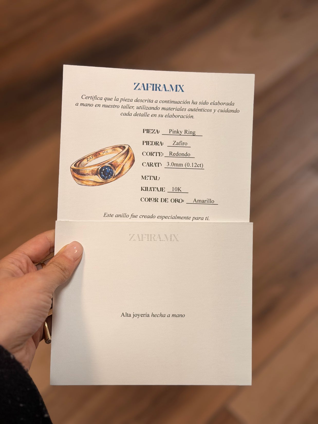 Pinky ring Zafiro redondo 3.0mm - Joyería Fina en Oro Sólido (10k, 14k, 18k) (Copia)