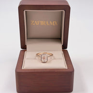 Anillo de Compromiso 1.0ct Corte ESMERALDA con Halo- Anillo de Compromiso en Oro (10k, 14k, 18k) o Plata 0.925 y Diamante Lab-Grown o Moissanita