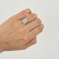 Anillo de Compromiso 1.0ct Corte ESMERALDA con Halo- Anillo de Compromiso en Oro (10k, 14k, 18k) o Plata 0.925 y Diamante Lab-Grown o Moissanita