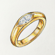 Pinky ring Marquise 0.5ct - Joyería Fina en Oro Sólido (10k, 14k, 18k)