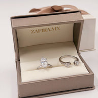 Bridal Set Fer: Anillo Marquise (2.0 ct) + anillo abierto de Peras (0.5 ct) - Anillo de Compromiso set en Oro (10k, 14k, 18k) y Diamante Lab-Grown o Moissanita