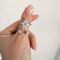 Bridal Set Fer: Anillo Marquise (2.0 ct) + anillo abierto de Peras (0.5 ct) - Anillo de Compromiso set en Oro (10k, 14k, 18k) y Diamante Lab-Grown o Moissanita
