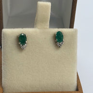 Arete Esmeralda con diamantes - Aretes de Oro (10k, 14k, 18k) y Piedras Preciosas