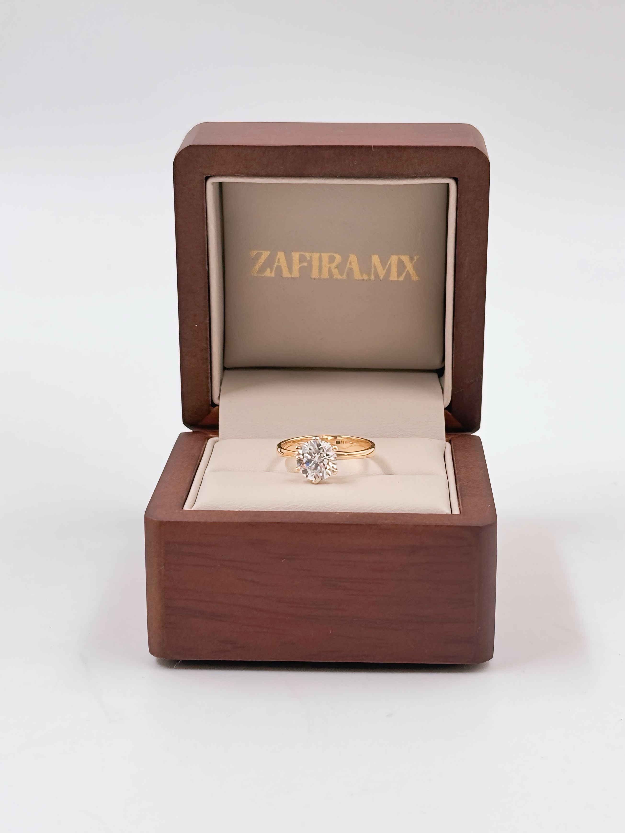 Anillo de Compromiso 1.5ct Corte REDONDO Solitario 6 prongs- Anillo de Compromiso en Oro (10k, 14k, 18k) o Plata 0.925 y Diamante Lab-Grown o Moissanita