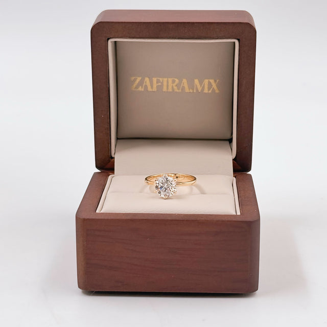 Anillo de Compromiso 1.5ct Corte REDONDO Solitario 6 prongs- Anillo de Compromiso en Oro (10k, 14k, 18k) o Plata 0.925 y Diamante Lab-Grown o Moissanita