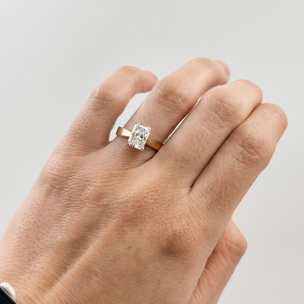 Anillo de Compromiso 1.5ct Corte RADIANTE Solitario- Anillo de Compromiso en Oro (10k, 14k, 18k) o Plata 0.925 y Diamante Lab-Grown o Moissanita