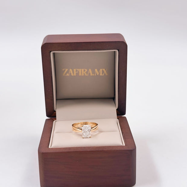 Anillo de Compromiso 1.5ct Corte RADIANTE Solitario- Anillo de Compromiso en Oro (10k, 14k, 18k) o Plata 0.925 y Diamante Lab-Grown o Moissanita