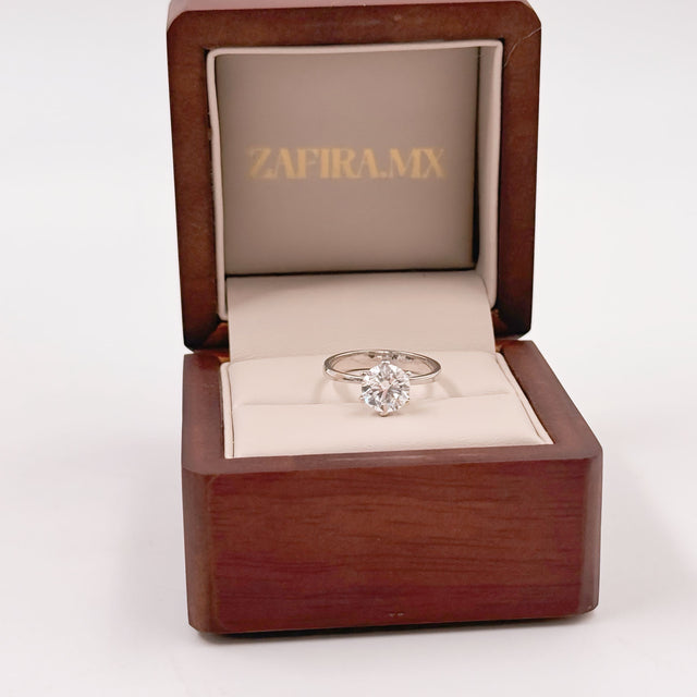 Anillo de Compromiso 1.5ct Corte REDONDO Solitario 6 prongs- Anillo de Compromiso en Oro (10k, 14k, 18k) o Plata 0.925 y Diamante Lab-Grown o Moissanita