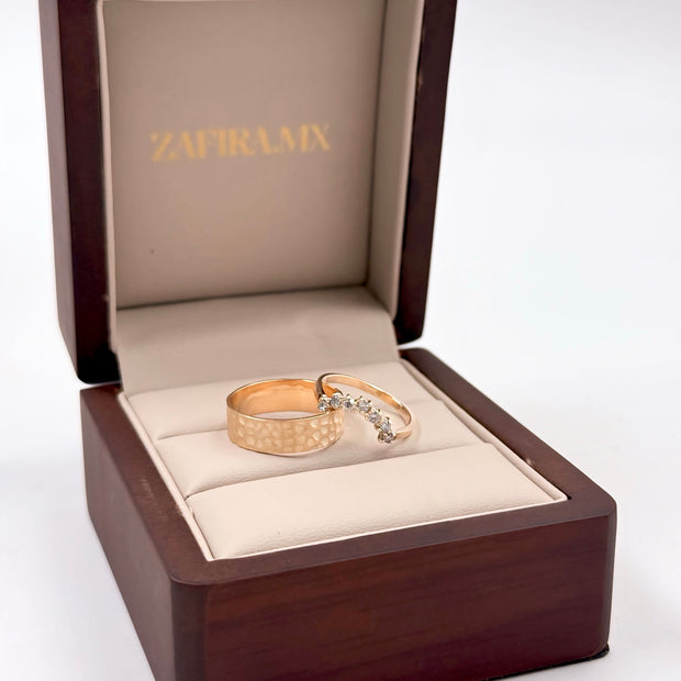 Argolla Corona con incrustaciones Diamante Lab-Grown - Oro solido (10k, 14k, 18k)