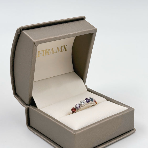 Anillo familiar simétrico - Anillo Familiar de Oro (10k, 14k, 18k) y Piedras de Nacimiento