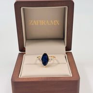 Anillo de Compromiso 2.40ct Zafiro Marquise con diamantes laterales- Anillo de Compromiso en Oro (10k, 14k, 18k)  y Diamante Lab-Grown