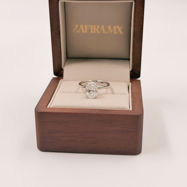 Anillo de Compromiso 2.0ct Corte OVAL Solitario- Anillo de Compromiso en Oro (10k, 14k, 18k) o Plata 0.925 y Diamante Lab-Grown o Moissanita