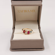 Family Ring 4 piedras Diseño 3 - Anillo Familiar de Oro (10k, 14k, 18k) o Plata 0.925 y Piedras de Nacimiento