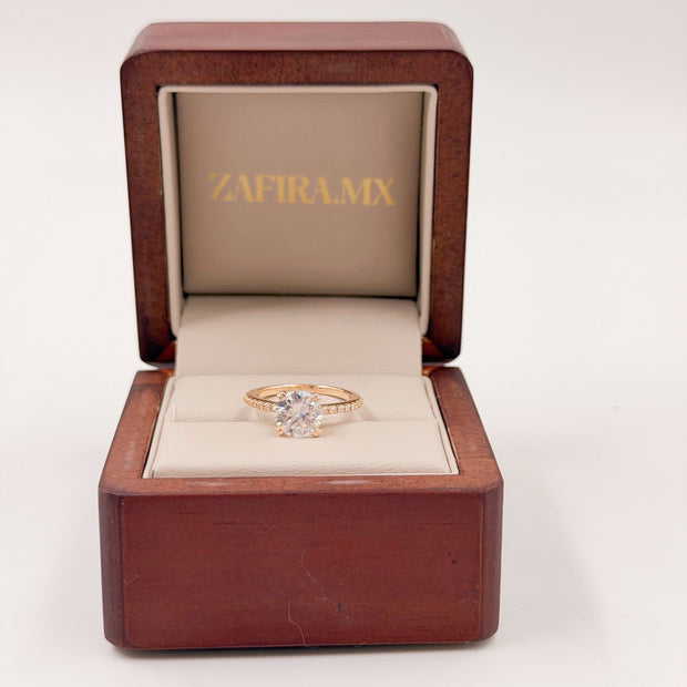 Anillo de Compromiso 1.5ct Corte REDONDO media churumbela- Anillo de Compromiso en Oro (10k, 14k, 18k) o Plata 0.925 y Diamante Lab-Grown o Moissanita