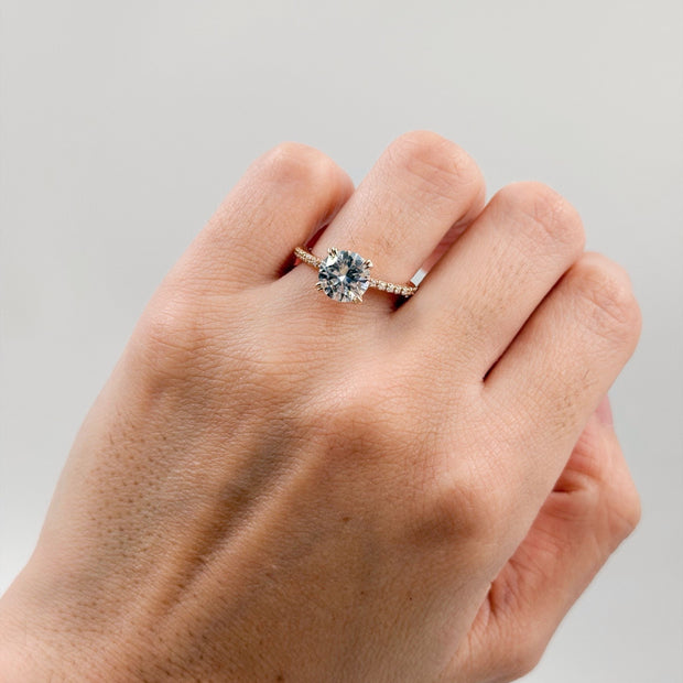 Anillo de Compromiso 1.5ct Corte REDONDO media churumbela- Anillo de Compromiso en Oro (10k, 14k, 18k) o Plata 0.925 y Diamante Lab-Grown o Moissanita