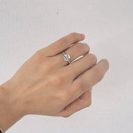 Anillo de Compromiso 1.0ct Corte REDONDO con media churumbela- Anillo de Compromiso en Oro (10k, 14k, 18k) o Plata 0.925 y Diamante Lab-Grown o Moissanita