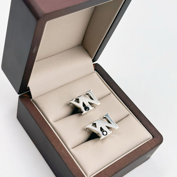 Mancuernillas Personalizadas con Iniciales y Piedra Semipreciosa - Plata .925 u Oro (10k, 14k, 18k)