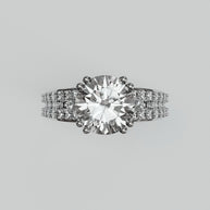 Anillo de Compromiso 1.5 ct Corte REDONDO con triple banda diamante labgrown. - Anillo de Compromiso en Oro (10k, 14k, 18k) y Diamante Lab-Grown