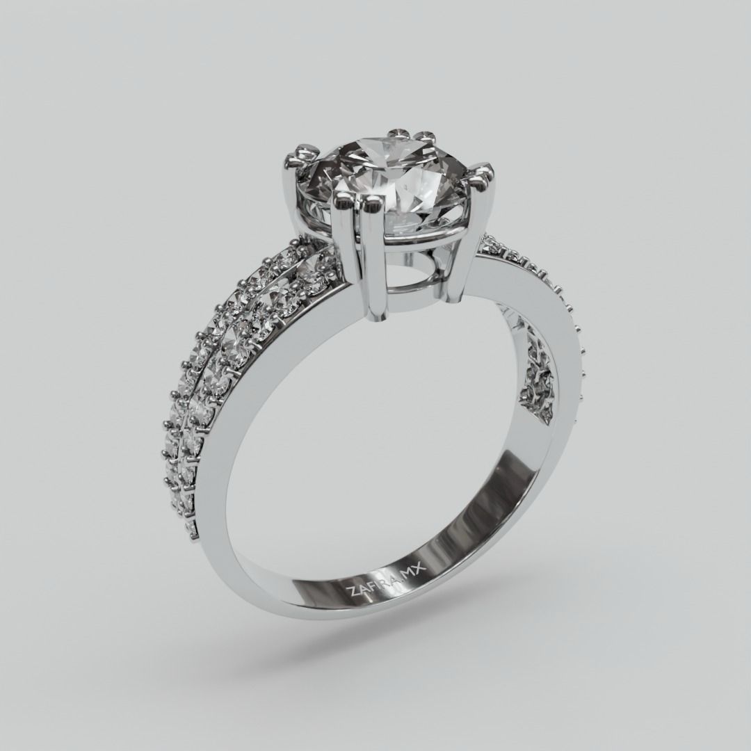 Anillo de Compromiso 1.5 ct Corte REDONDO con triple banda diamante labgrown. - Anillo de Compromiso en Oro (10k, 14k, 18k) y Diamante Lab-Grown