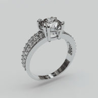 Anillo de Compromiso 1.5 ct Corte REDONDO con triple banda diamante labgrown. - Anillo de Compromiso en Oro (10k, 14k, 18k) y Diamante Lab-Grown