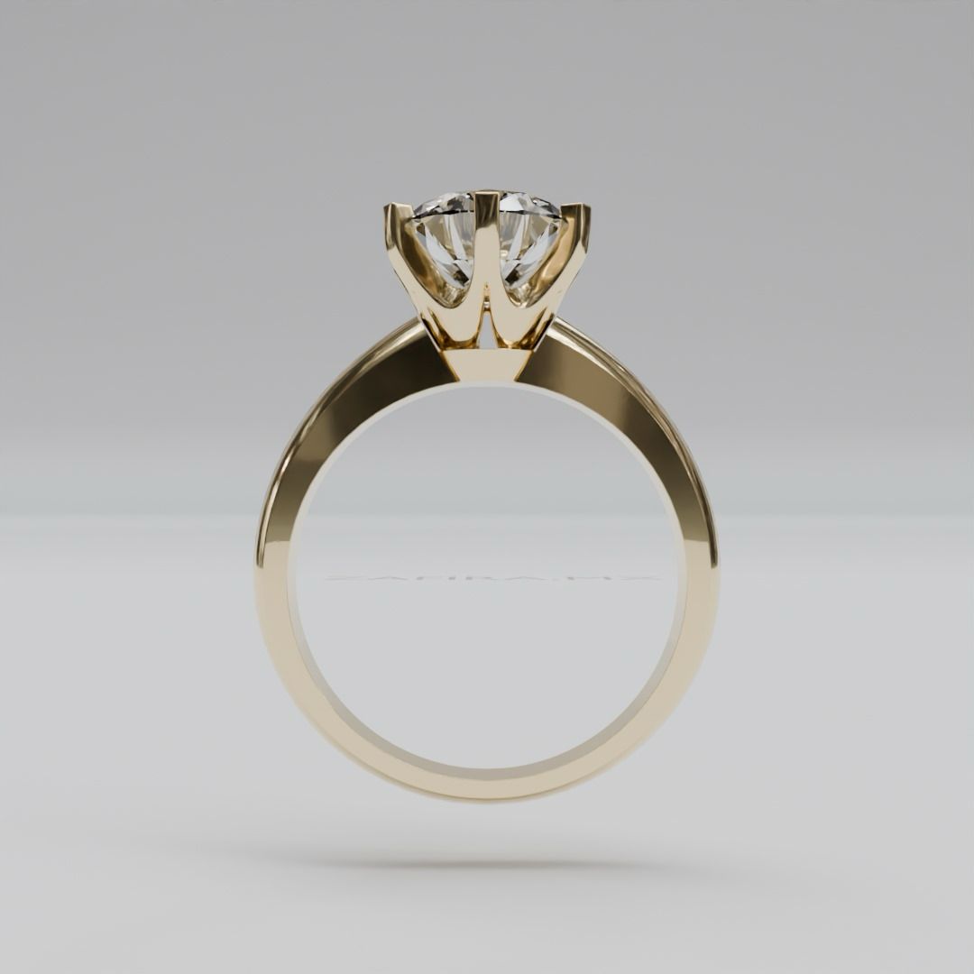 Anillo de Compromiso Clásico 1.0ct Corte REDONDO solitario- Anillo de Compromiso en Oro (10k, 14k, 18k) o plata 0.925 y Diamante Lab-Grown o Moissanita