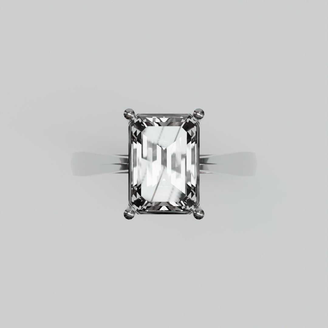 Anillo de Compromiso Aurora 1.0ct Corte ESMERALDA solitario - Anillo de Compromiso en Oro (10k, 14k, 18k) o plata 0.925 y Diamante Lab-Grown o Moissanita