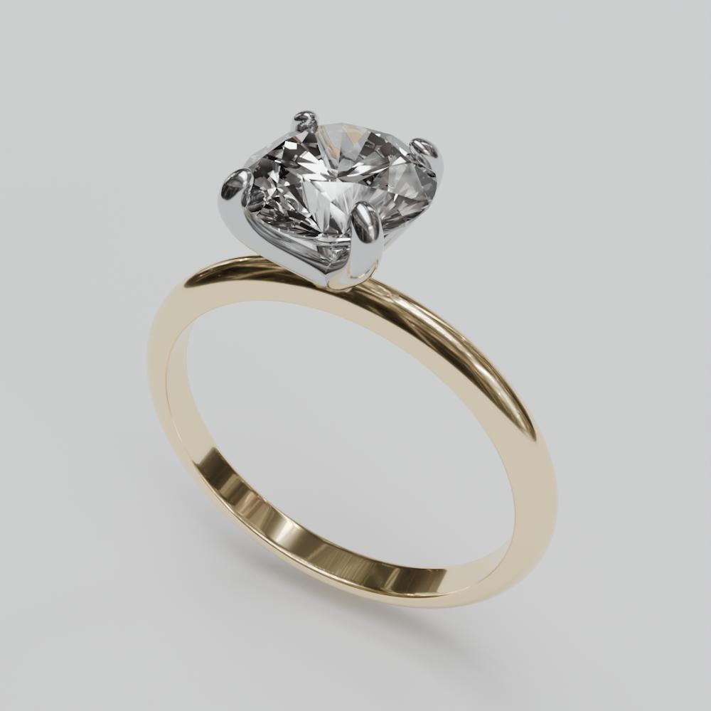 Anillo compromiso 1.0ct corte REDONDO solitario dos oros - Anillo de Compromiso en Oro (10k, 14k, 18k) y Diamante Lab-Grown