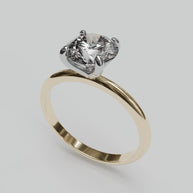 Anillo compromiso 1ct corte REDONDO solitario dos oros