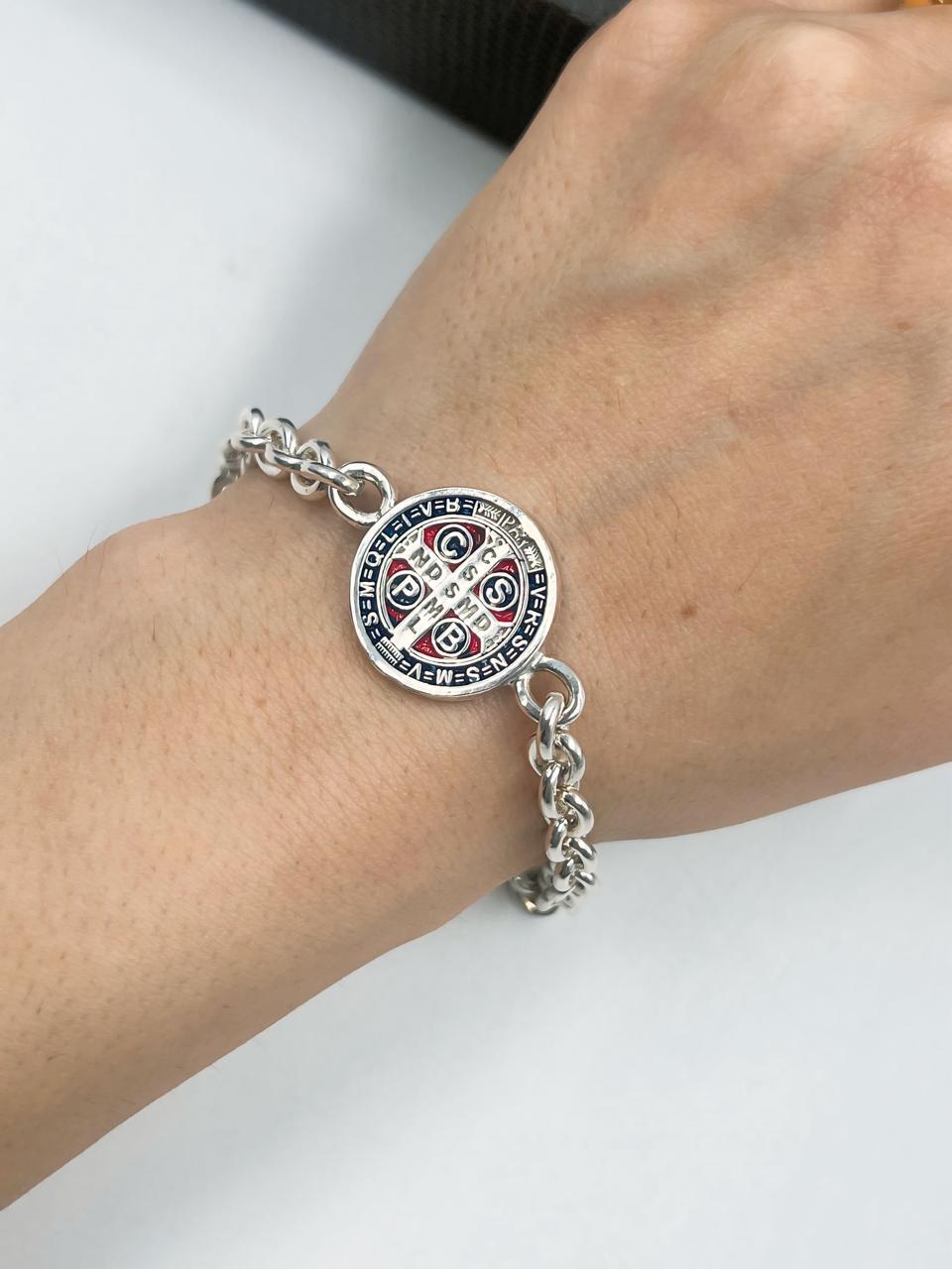 Pulsera San Benito Tejido 1 - Joyería Fina en Oro Sólido (10k, 14k, 18k)