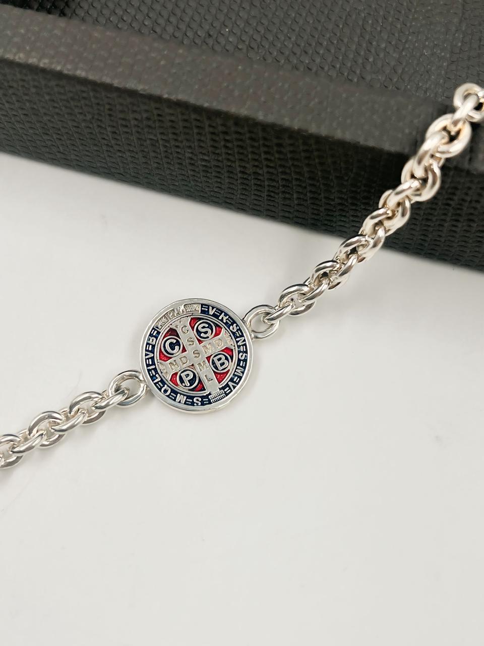 Pulsera San Benito Tejido 1 - Joyería Fina en Oro Sólido (10k, 14k, 18k)