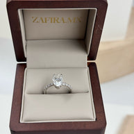 Anillo de Compromiso Isolde 2.0ct PERA con media churumbela - Anillo de Compromiso en Oro (10k, 14k, 18k) o Plata 0.925 y Diamante Lab-Grown o Moissanita