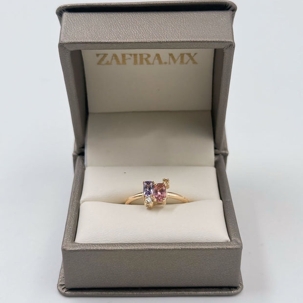 Family Ring 4 Piedras Diseño 2 - Anillo Familiar de Oro (10k, 14k, 18k) o Plata 0.925 y Piedras de Nacimiento