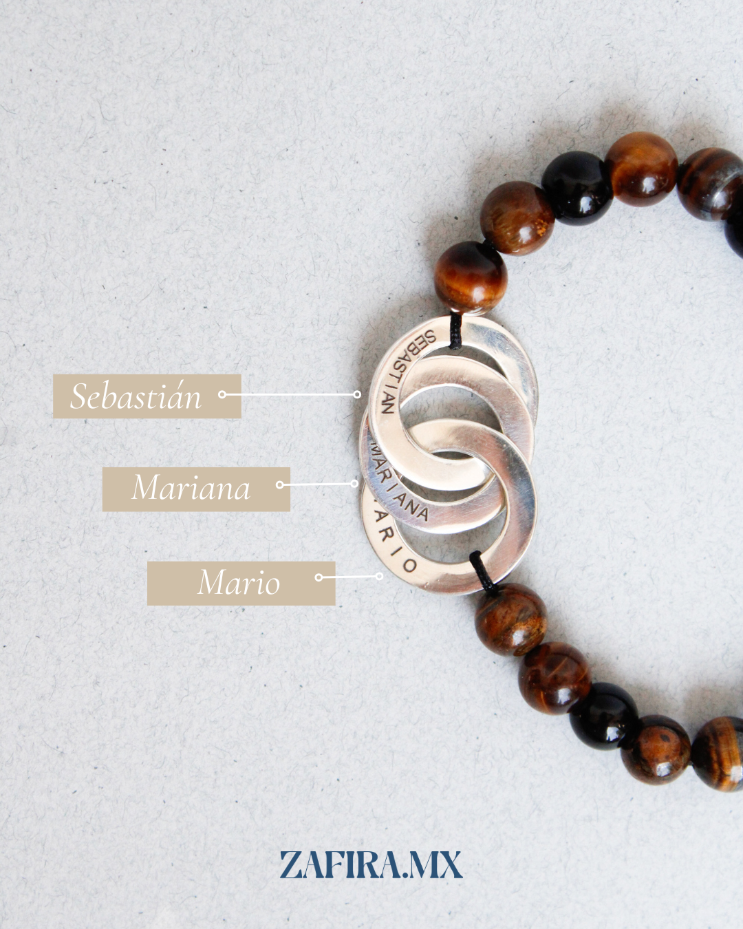 Pulsera Piedras con Aritos en plata 0.925 - Joyería Fina en Oro Sólido (10k, 14k, 18k)