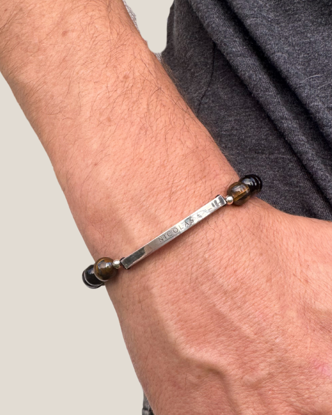 Pulsera de piedras con lingote plata 0.925 - Joyería Personalizada en Oro (10k, 14k, 18k) o Plata