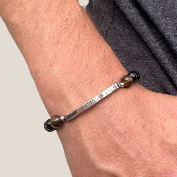 Pulsera de piedras con lingote plata 0.925 - Joyería Personalizada en Oro (10k, 14k, 18k) o Plata