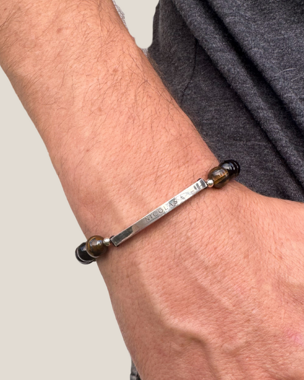 Pulsera de piedras con lingote plata 0.925