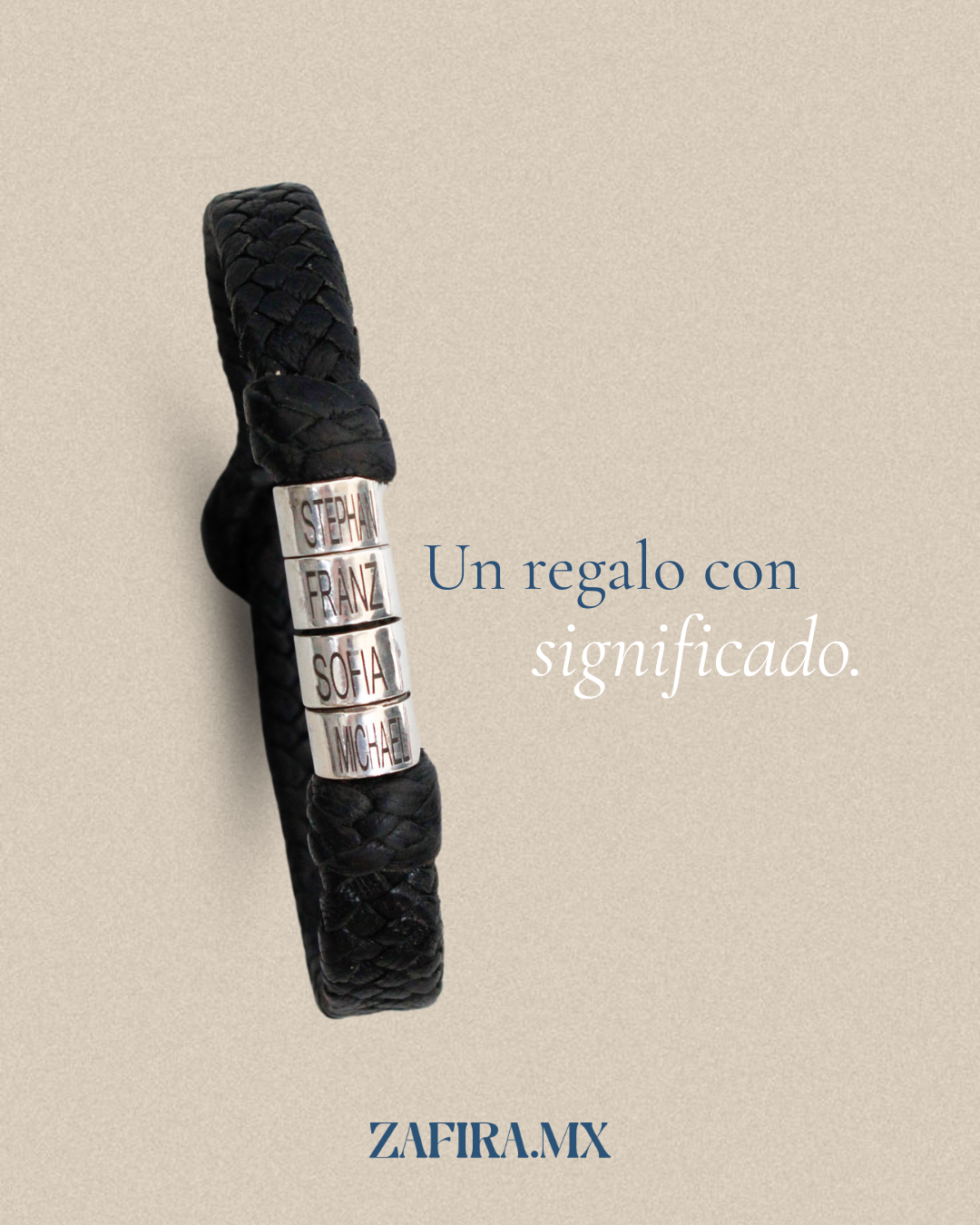 Pulsera Piel con Aritos en plata 0.925