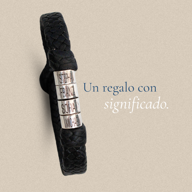 Pulsera Piel con Aritos en plata 0.925