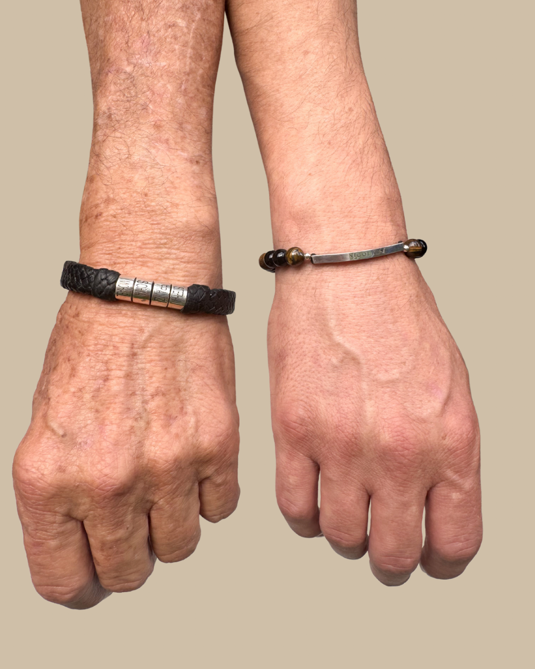 Pulsera Piel con Aritos en plata 0.925