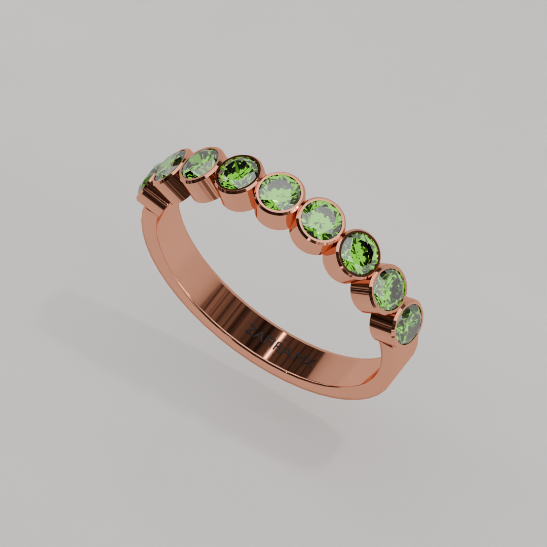 Anillo Media Churumbela Peridoto Birthstone Agosto Bisel (3.0mm) - Joyería Fina en Oro Sólido (10k, 14k, 18k) o Plata 0.925 — joyería hecha a mano por Zafira MX (foto 9)