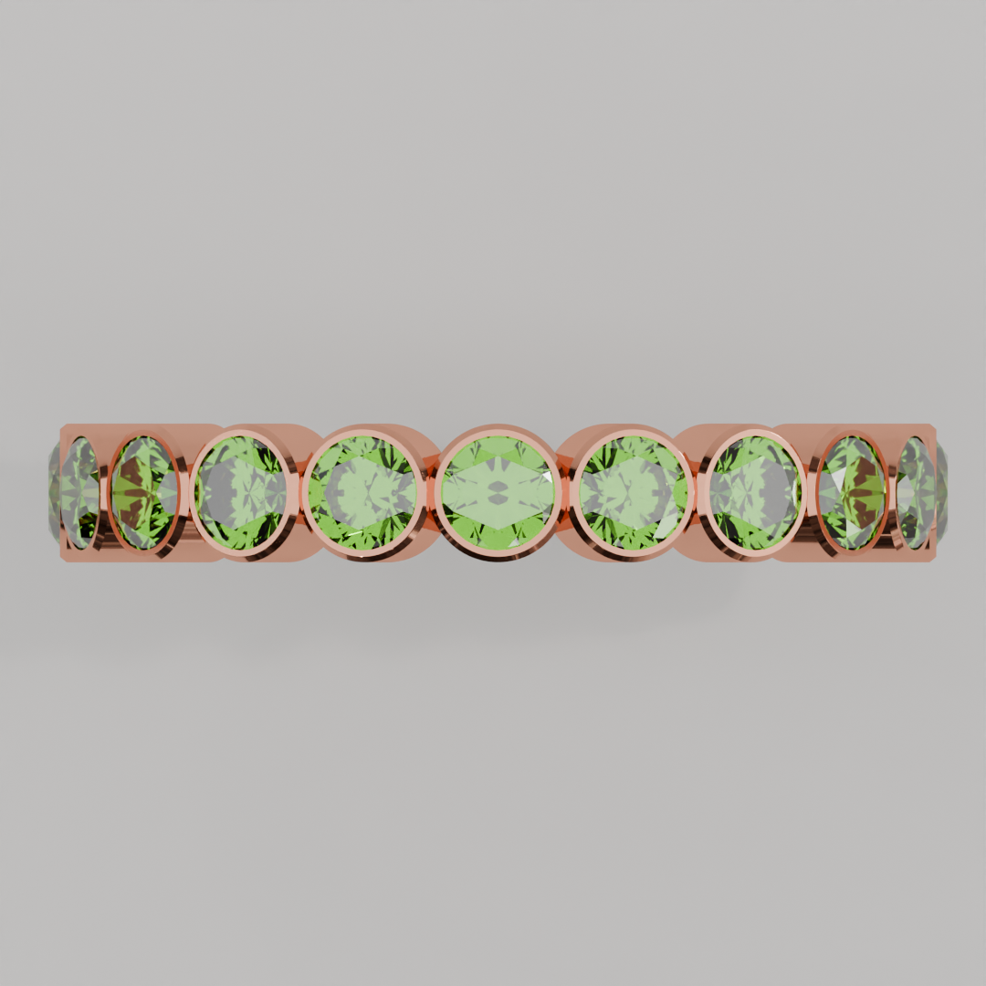 Anillo Churumbela Completa Peridoto Birthstone Agosto Bisel (3.0mm) - Joyería Fina en Oro Sólido (10k, 14k, 18k) o Plata 0.925