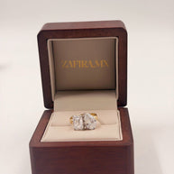 Anillo de Compromiso Toi et Moi 4.0ct Pera y Esmeralda (10k, 14k, 18k) o Plata 0.925 y Diamante Lab-Grown o Moissanita