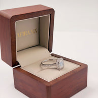 Anillo de Compromiso 1.5ct Corte ESMERALDA con Halo- Anillo de Compromiso en Oro (10k, 14k, 18k) o Plata 0.925 y Diamante Lab-Grown o Moissanita